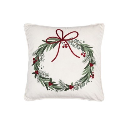 C&F Home Christmas Wreath Throw Pillow, 18" x 18"
