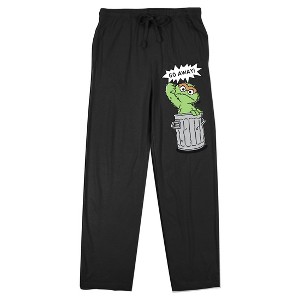 Sesame Street Oscar the Grouch "Go Away" Women's Black Sleep Pants - 1 of 4