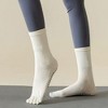 Anna-Kaci Women's 2-Pack Grip Toe Socks with Non-Slip Soles and Ribbed Knit in Neutral Tones for Yoga and Studio Classes - 4 of 4