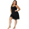 Agnes Orinda Women's Plus Size V Neck Adjustable Spaghetti Strap Mesh Panel Hem Sleeveless Nightgowns - 3 of 4