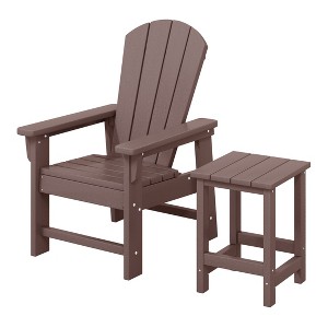 WestinTrends Malibu 2-Piece Kids Outdoor HDPE Adirondack Chair With Square Side Table Set - 1 of 4
