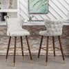 Roundhill Furniture Nevis Mid-century Modern Faux Leather Tufted Nailhead Trim Barstool, White, Set of 2 - 3 of 4