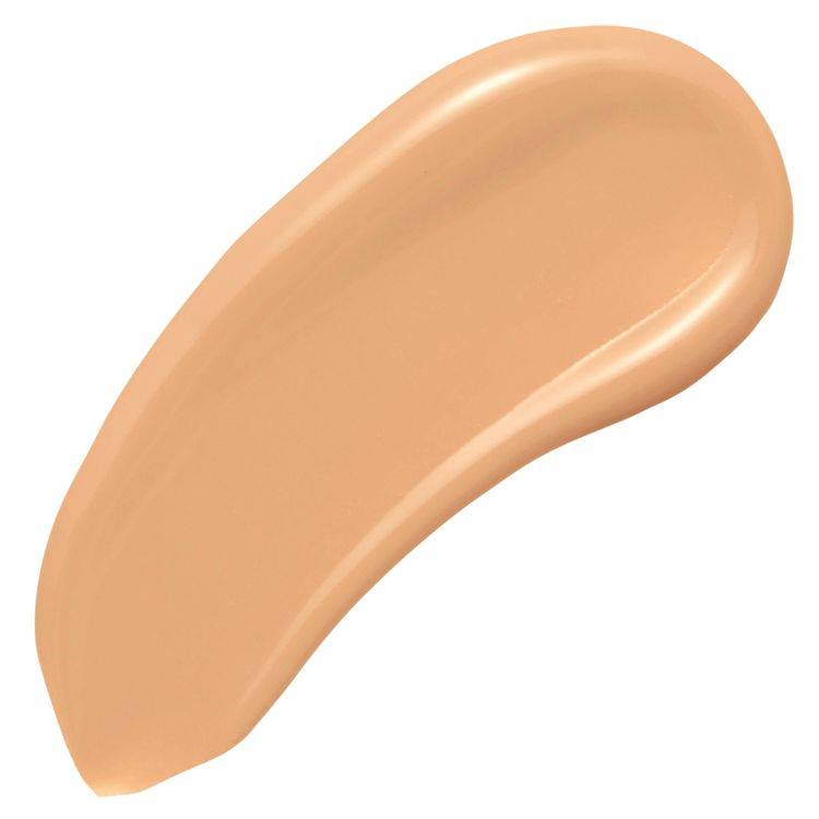A swatch of liquid foundation in a beige tone.