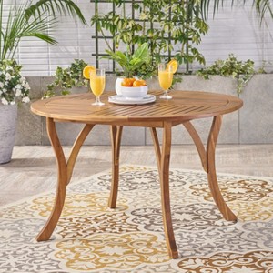 Christopher Knight Home Calandra Outdoor 47" Round Acacia Wood Dining Table - 1 of 4