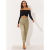 INSPIRE CHIC Women's Satin Drawstring Elastic High Waist Shiny Silky Cargo Pants - 3 of 4