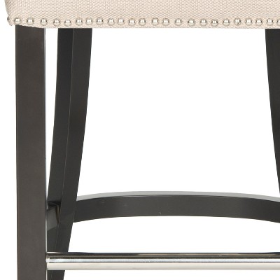 Biscuit Beige Linen and Espresso Birchwood 20" Counter Stool