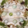 National Tree Company First Traditions Christmas Tree Ornaments, Glittery White, Silver, and Teal Ball Assortment, Set of 9 - 2 of 4