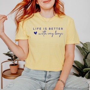 Simply Sage Market Life Is Better With My Boys Heart Garment Dyed Tee - 1 of 4