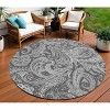 Gray Charcoal And Ivory Paisley Washable Indoor Outdoor Area Rug - 2 of 4