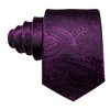 Men's Dark Purple Paisley 100% Silk Neck Tie With Matching Hanky And Cufflinks Set - 3 of 3