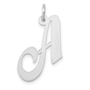 Black Bow Jewelry 14k White Gold, Ella Collection Medium Fancy Script Initial A Pendant - 1 of 4