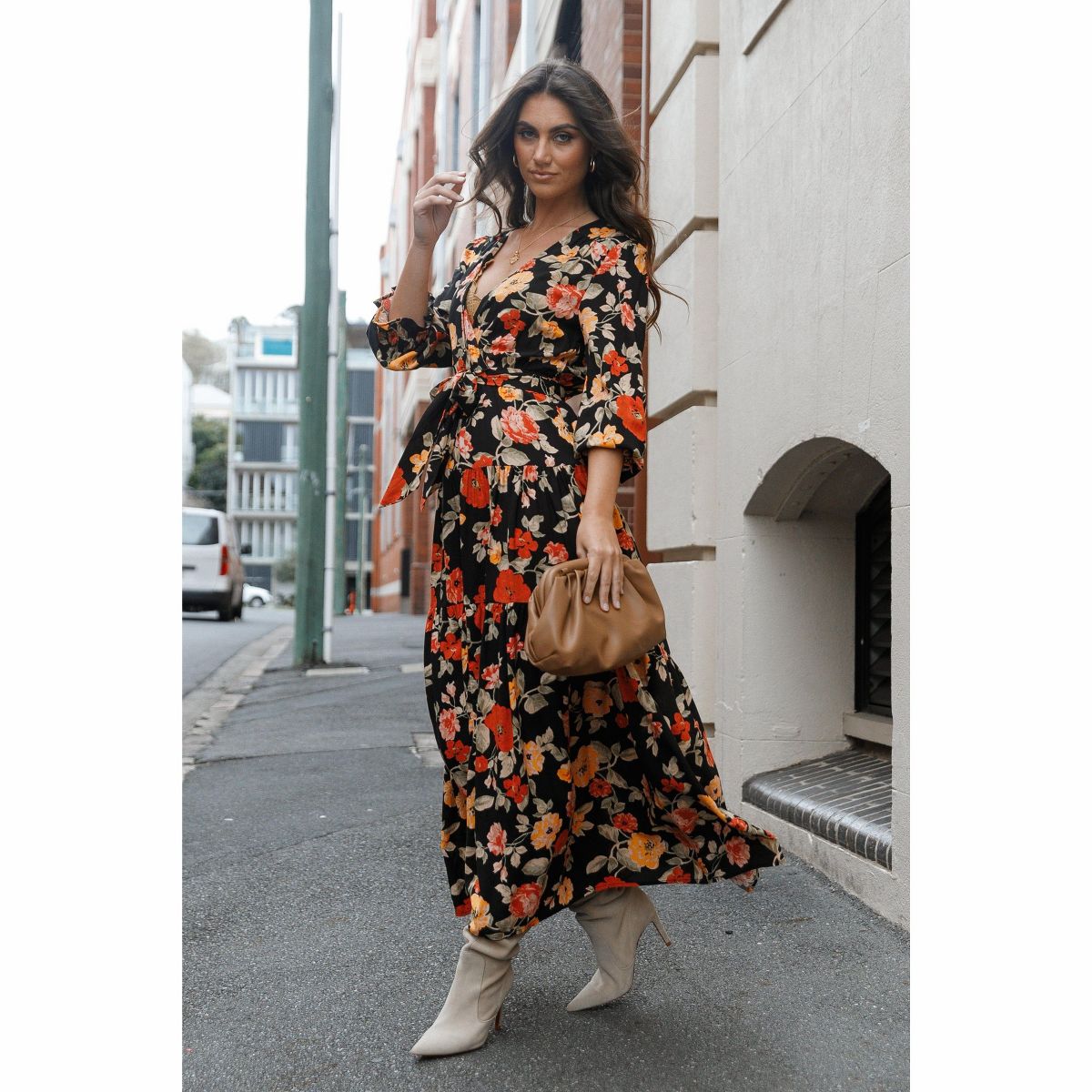 Petal and Pup Women's Wrap Jacket Maxi Dress - Black Floral S - thumbnail 3