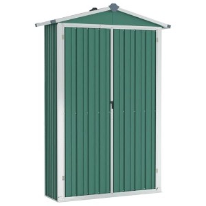 vidaXL Galvanized Steel Garden Shed Organizer - Green Outdoor Storage House for Patio, Tools, Furniture - 1 of 4