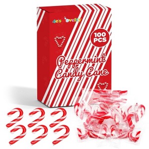 4E's Novelty 100 Pack Christmas Mini Individually Wrapped Candy Canes, Red and White Peppermint Candy Canes, Treats for Holiday Stockings - 1 of 4