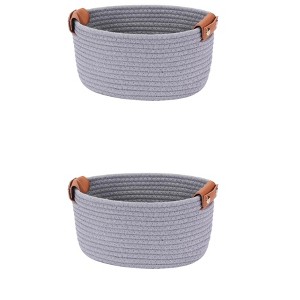 REGALWOVEN Home Decor Woven Shelf Closet Storage Bin for Blankets Clothes 2 Pcs - 1 of 4