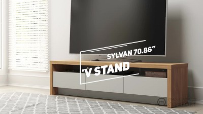Sylvan Maple Cream Modern TV Stand with Discreet Storage