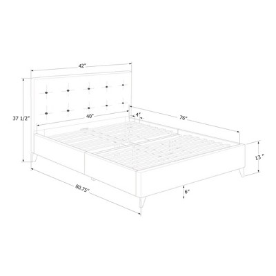 Pale Pink Velvet Upholstered Twin Platform Bed with Headboard