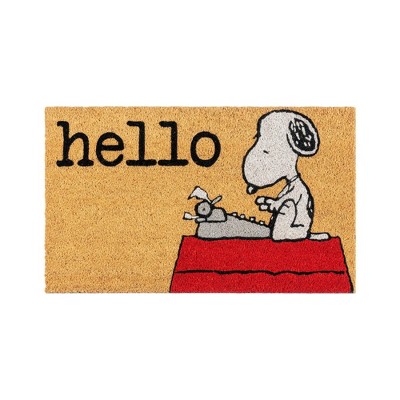 Peanuts 1'5"x2'5" Snoopy Hello Coir Doormat Natural