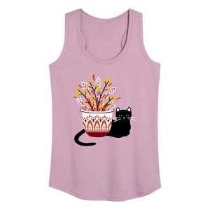 Women's - Instant Message - Cat With Fall Vase Graphic Racerback Tank - 1 of 4