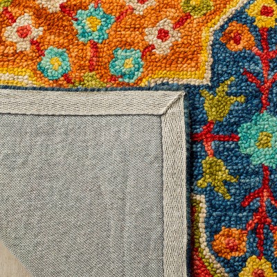 Aspen Blue and Orange Handmade Wool Area Rug