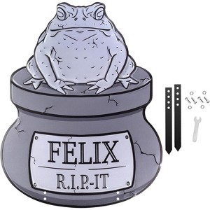 3D Metal Halloween Tombstone -Felix (Large 17") w Stakes-Durable, Weather Rust Proof, UV Printed- Lawn Decor - No Flimsy Foam Graveyard Headstones - 1 of 4