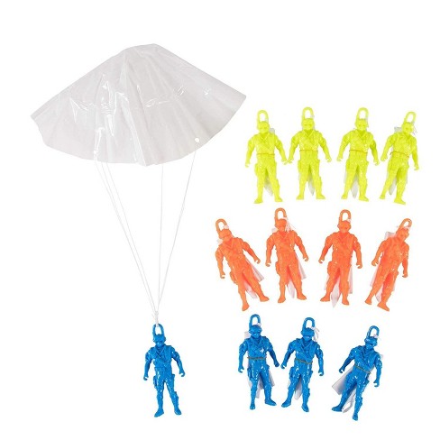 12 Pack Mini Parachute Army Men Toy Set Miniature Paratrooper Figure 3 Colors Target - roblox d day parachute