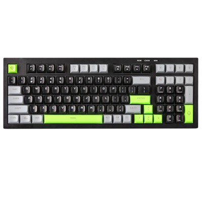 MaseiKar D98 Membrane Gaming Keyboard,RGB Backlit,Full Numpad,Spill Resistance,Anti-ghosting,USB Wired,98 Keys for PC Gaming Office(Black&Green)