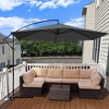 Four Seasons Courtyard 11.5 Foot Offset Patio Umbrella Octagonal Shaped Canopy Shade Outdoor Backyard Furniture with Aluminum Pole, Charcoal Gray - 4 of 4