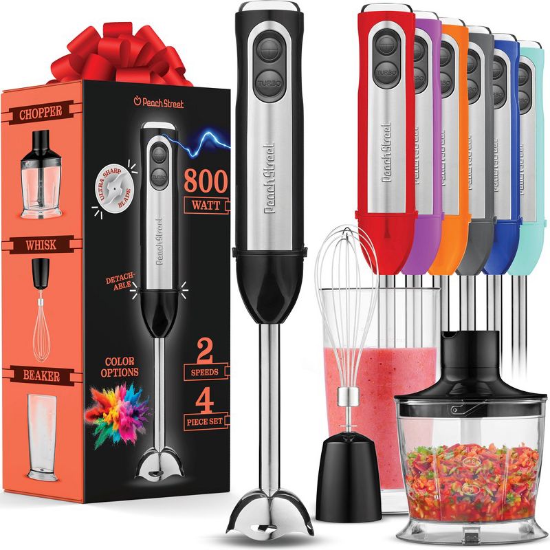 Peach Street Electric Immersion Blender Handheld, 500W Turbo Mode, Hand Kitchen Blender Stick for Soup, Smoothie, Puree, Baby Food, Stainless Steel, 1 of 11