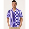 Lars Amadeus Men's Contrast Color Short Sleeves Striped Plaid Printed Shirt - 2 of 4