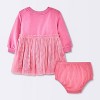 Baby Girls' Long Sleeve Modal Fleece Tulle Dress - Cloud Island™ Pink - 2 of 4