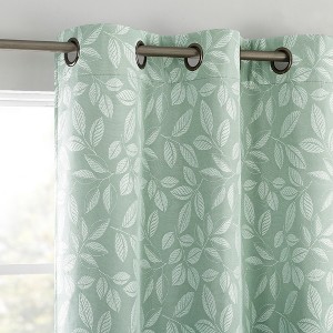 40"x63" Sun Zero Satti Embroidered Leaf 100% Blackout Grommet Curtain Panel Dusty Sage - 1 of 4