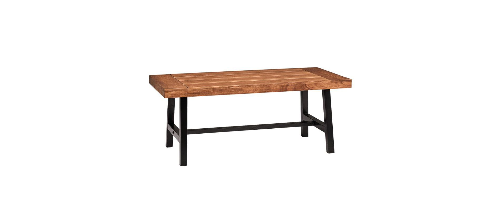 Karl Home Patio Poplar Wood Coffee Table with Metal Legs