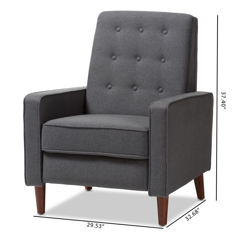 Mathias Mid - Century Modern Fabric Upholstered Lounge Chair - Baxton Studio, 5 of 14