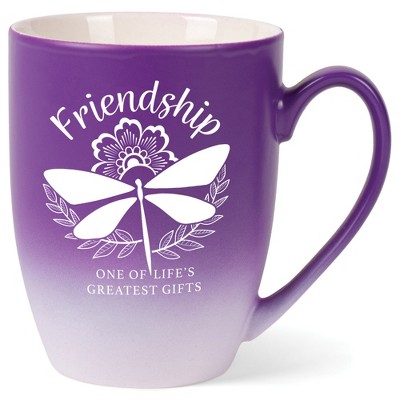 Elanze Designs Friendship: One Of Life'S Greatest Gifts Two Toned Ombre Matte Purple and White 12 ounce Ceramic Stoneware Coffee Cup Mug