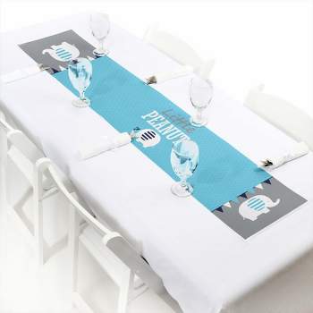 Big Dot of Happiness Blue Elephant - Petite Boy Baby Shower or Birthday Party Paper Table Runner - 12 x 60 inches