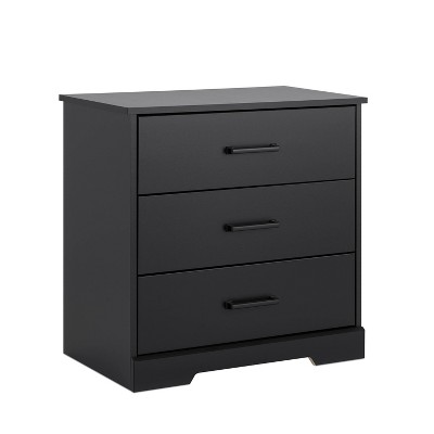 Black Farmhouse Nightstand with Three Drawers