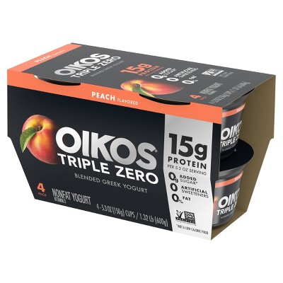 Oikos Triple Zero Peach Greek Yogurt - 4ct/5.3oz Cups_3