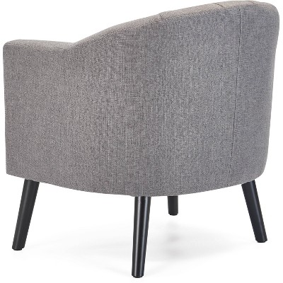Gray Velvet Barrel Accent Chair with Wood Legs