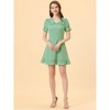 INSPIRE CHIC Women's Plaid Gingham Puff Sleeve Ruffle Peter Pan Collar Vintage Dress - 3 of 4