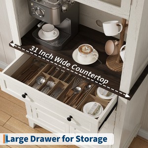 72 in. Wood Coffee Bar Cabinet with Storage Drawers, 2 Glass Doors, Stand Kitchen Cabinet for Kitchen, Dining Room - 1 of 4
