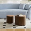 19.17"/15.24" MDF Round Nesting Coffee Table Set with Space-Saving Design and Durable Waterproof Top for Living Room - 3 of 4