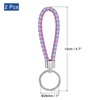 Unique Bargains Braided PU Leather Car Wallet Keychain with Stainless Steel Key Rings 2 Pcs - 2 of 3