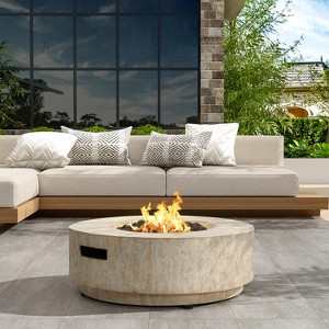 Christopher Knight Home Elisha Outdoor Lightweight Concrete 40,000 BTU Fire Pit Table with Lid - 1 of 4