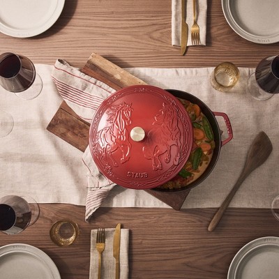 Staub La Cocotte 5.25 qt Essential French Oven with Horse Lid - Thumbnail 4