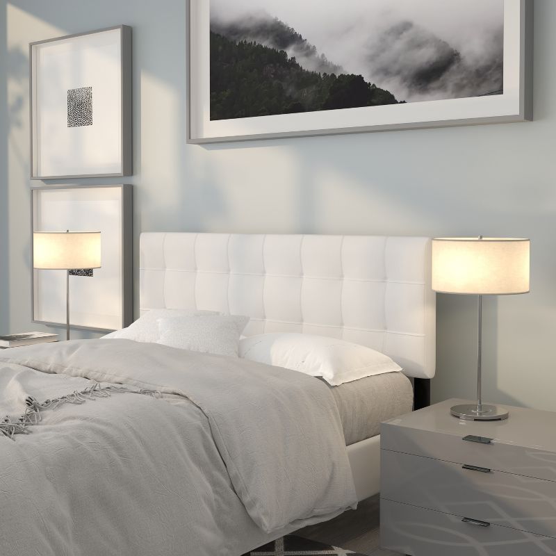 Flash Furniture Bedford Tufted Upholstered Queen Size Headboard in White Fabric, 3 of 10