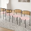 GlasFlength Dining Sets Set of 4, Modern Dining Chairs with Natural Rattan Backrest, Accent Kitchen Chairs with Metal Legs, Pink, 20.5"*20.5"*29.9 - 4 of 4