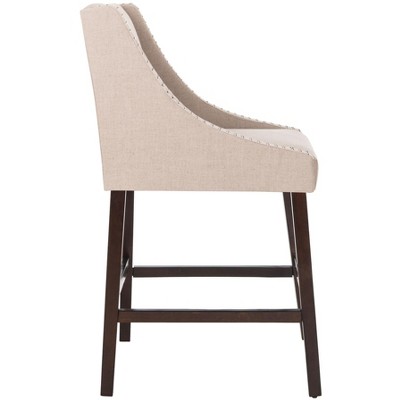Espresso Elegance 44" Transitional Linen Taupe Bar Stool