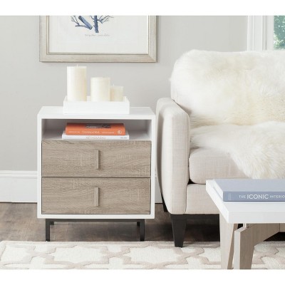 Transitional White & Gray 2-Drawer Freestanding Cabinet