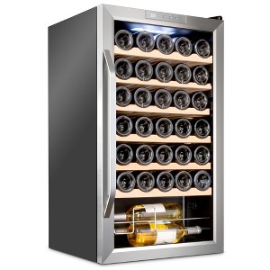 Ivation 34-Bottle Compressor Freestanding Wine Cooler Refrigerator - Stainless Steel - 1 of 4